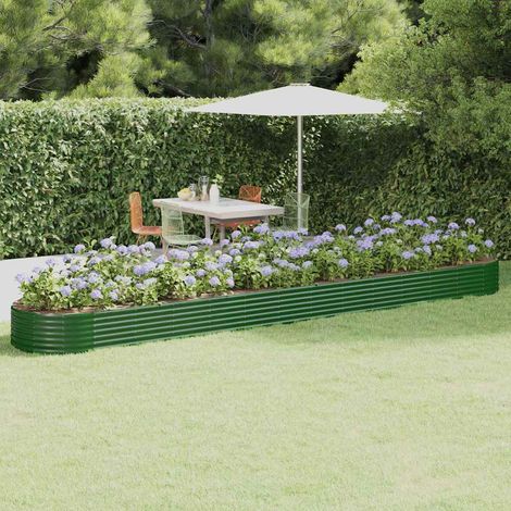 Lit surélevé de jardin-Jardinière surélevée-Bac de jardin surélevé Acier galvanisé 544x100x36cm Vert (1/5)