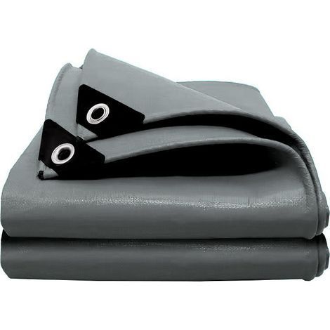 Bâche de Protection en PE 280g/m², 2x3 m, Housse de Protection Étanche pour Bois, avec Œillets Muiti-Usage, Gris (1/5)