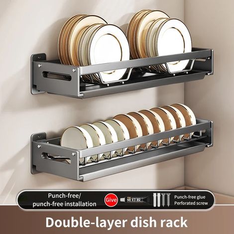 Égouttoir mural flottant (C) pour vaisselle de cuisine, séparateur multifonction, porte-cuillères et accessoires de cuisine, étagère de rangement. (1/5)