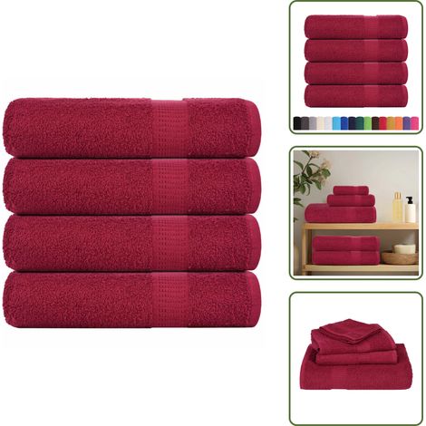 Essuie-mains 4 pcs bordeaux 50x100 cm 360 g/m² 100% coton - Serviette À Main - Serviettes À Main - Essuie-mains - Serviette (1/5)