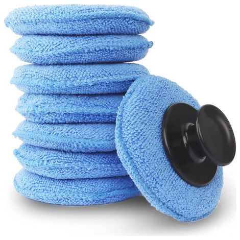 CSPARKV Tampons de polissage de voiture en microfibre, 8 pièces applicateurs de cire réutilisables, tampons de polissage de voiture avec poignée pour nettoyer le verre d'automobile, le métal, l'atelie (1/5)