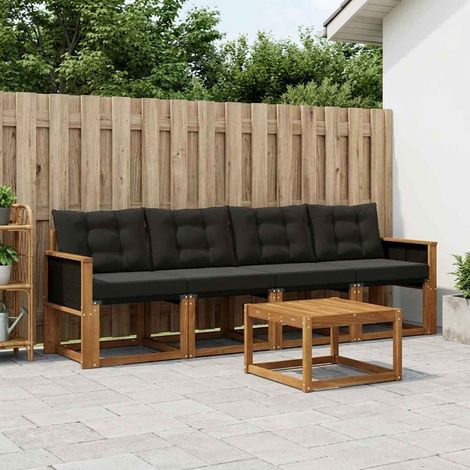 vidaXL Outdoor-Sofagarnitur mit Kissen 5 pcs Natürlich und Schwarz (1/5)