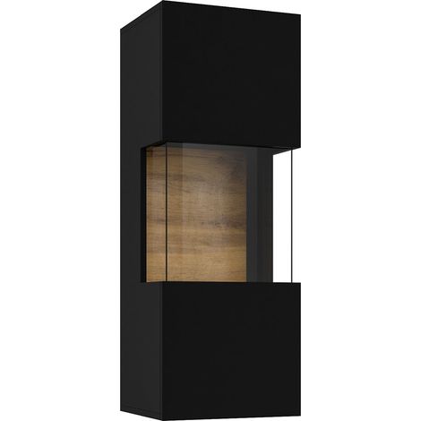 Wandvitrine 1 Tür Glora Schwarz und Holz (1/5)