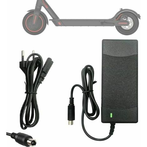 Chargeur de trottinette électrique 42 V 2 A noir, adaptateur secteur pour trottinette et vélo électrique, charge sûre
