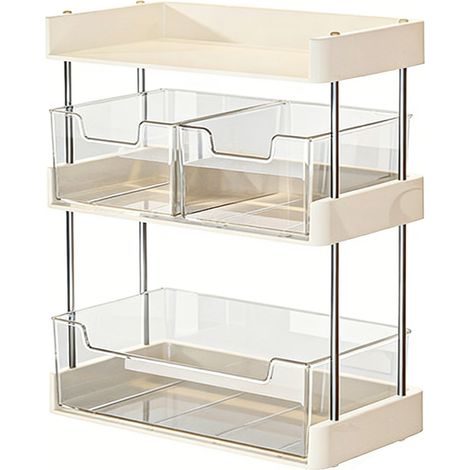 Organisateur de Maquillage - Blanc - PET - 3 Tiroirs Transparents - Rangement Cosmétiques et Soins - Design Moderne pour Salle de Bain (1/5)