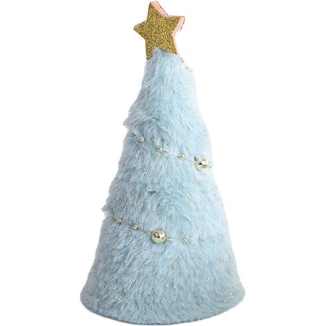 Charmante Weihnachts-Plüschdekorationen – Kleiner grauer und blauer Baum