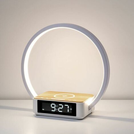 Lampe De Chevet Tactile Chambre, Reveil Lumineux Avec Chargeur Sans Fil, Lampe De Reveil Avec 3 Niveaux De Luminosité (1/5)