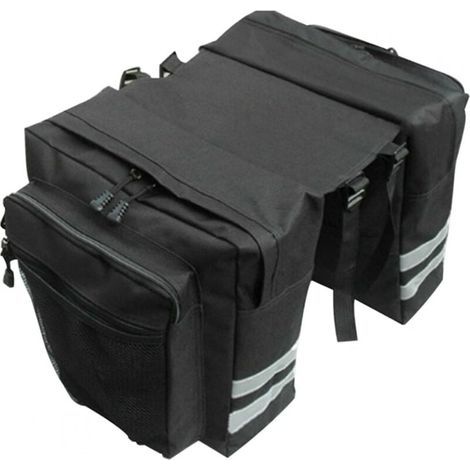 Borsa laterale per bicicletta, borsa posteriore impermeabile, doppia borsa laterale per portapacchi, borsa pieghevole per pendolarismo, viaggi, picnic, ciclismo, sport all'aria aperta (nera) (1/5)