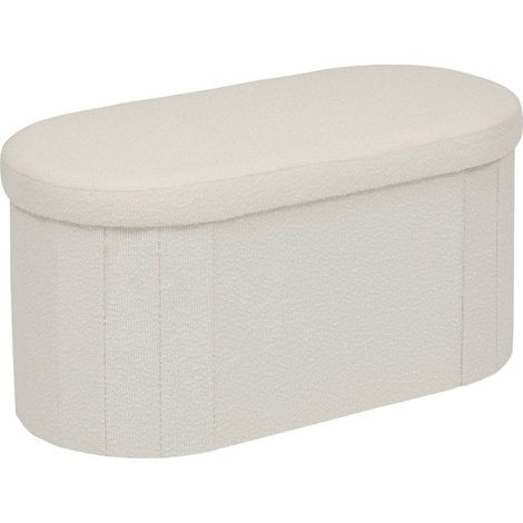 Puf Fink ovalado plegable, 38 x 76 cm, blanco - Atmosphera créateur d'intérieur (1/3)