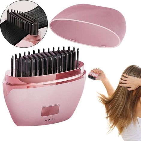Lisseur sans fil, peigne anti-brûlure portable, lisseur à air chaud, convient aux cheveux longs et courts, unisexe, idéal pour les voyages, la maison et un usage quotidien  un indispensable pour le sa (1/5)