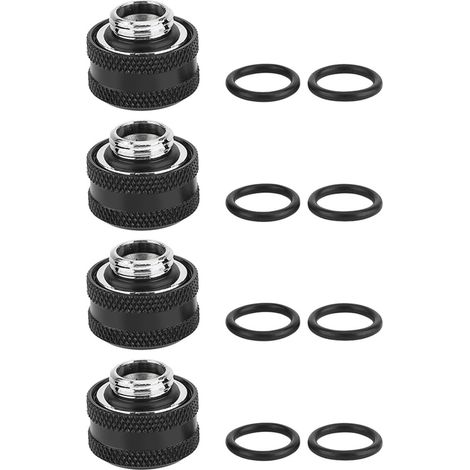 4 Pièces / Lot Raccord de Compression pour Tube Acrylique Rigide OD 14mm Noir - Compatible Système de Refroidissement Liquide (1/5)