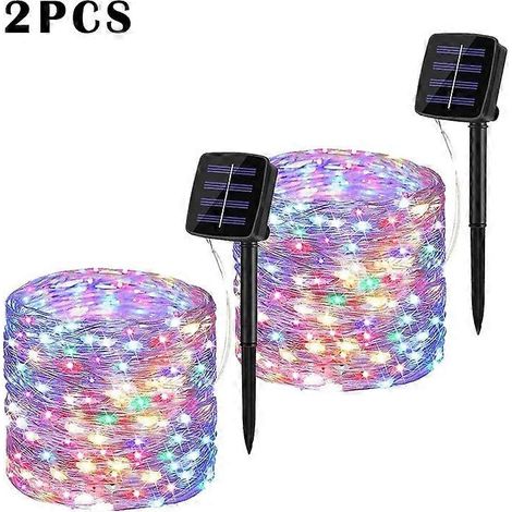 Guirlande lumineuse solaire LED extérieure de 32 m étanche type feston pour jardin féérique - 32 m 300 LED lot de 2 multicolore (1/5)