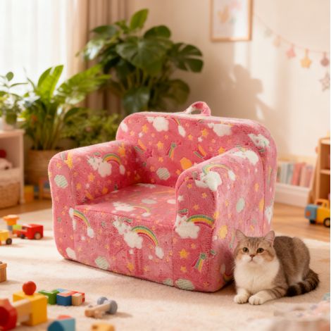 MEUBLIV sofá infantil 64x49x49 cm rosa, con reposabrazos, sin colchón (1/5)