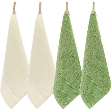 Serviettes de toilette en coton - Gants de toilette ultra doux pour le visage et le bain, 35 cm x 35 cm, lot de 4, gris (1/5)