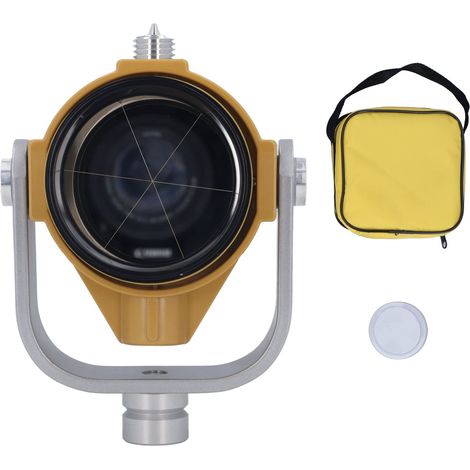 Prisme à Inclinaison Unique DiamèTre Effectif 64 Mm Objectif DéCalé 0/‑30 Mm Prisme de Station Totale avec Sac pour Mesure de Cartographie à Distance Jaune Clair (1/4)