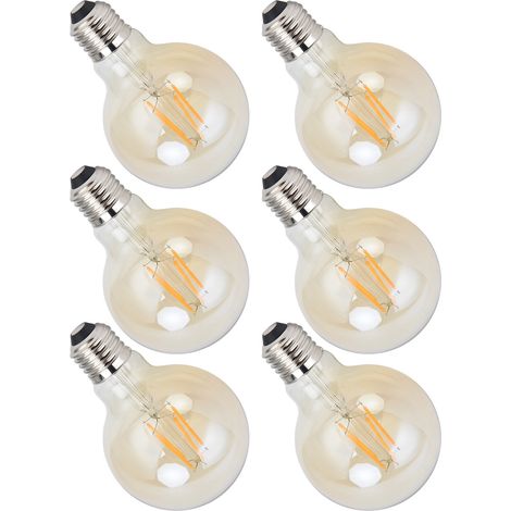 6 Stück dimmbare LED-Filamentlampen, 4 W, E27-Sockel, warmes Vintage-Licht, goldfarben, für Heimdekoration, Bar, 220 V (1/5)