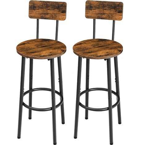 Barhocker 2er-Set mit Rückenlehne, Barstuhl, Küchenstuhl mit Fußstütze, für Küche, Wohnzimmer, Bar, HOOBRO EBF32BY01G1 (1/5)