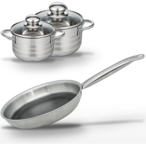 Lot Poêle 24cm et 2 Faitouts 14/16cm Elo Relief Solution (1/5)