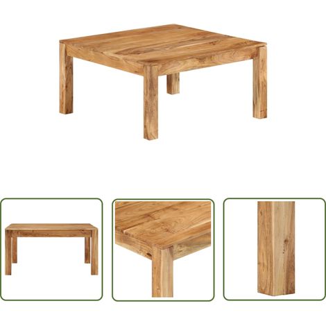 The Living Store Table basse 80x80x40 cm Bois d'acacia massif - Table Basse - Table Ronde - Meubles De Salon - Mobilier Rustique - Acacia Massif (1/5)
