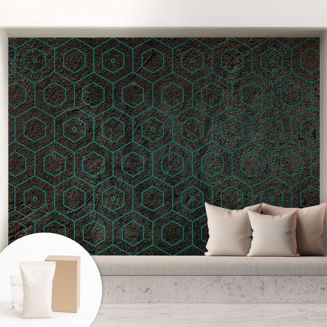 Tapete Dekorative Vliestapete mit Klebe für Wand - Mustertapete - moderne Einrichtung - für Büro Geometrisches Muster 208x146 cm (1/5)