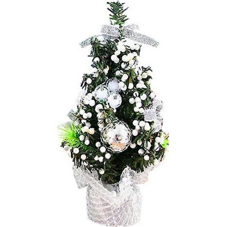 20 cm Miniatur-Weihnachtsbaum, Tischdekoration, kleiner Baum (Silber) (1/4)