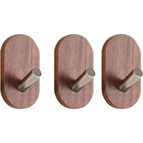 Lot de 3 patères en Bois, Porte-Manteau en Bois Naturel, Crochets de décoration de Porte de Maison,Crochet Mural Multifonction pour Sacs à Manteaux, vêtements, clés, écharpe (1/5)
