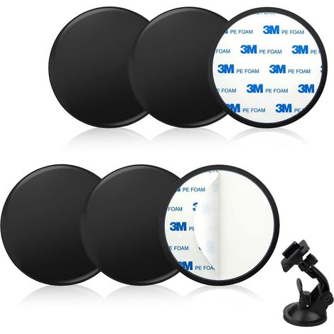 Lot de 6 plaques de fixation adhésives pour tableau de bord - 80 mm - Avec ventouse extra forte - Pour tableau de bord - Pour GPS - Support de téléphone portable (1/5)