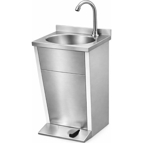 Bc-elec - QH-ESF404 Lavabo a parete in acciaio inox con rubinetto a pedale e vano rifiuti