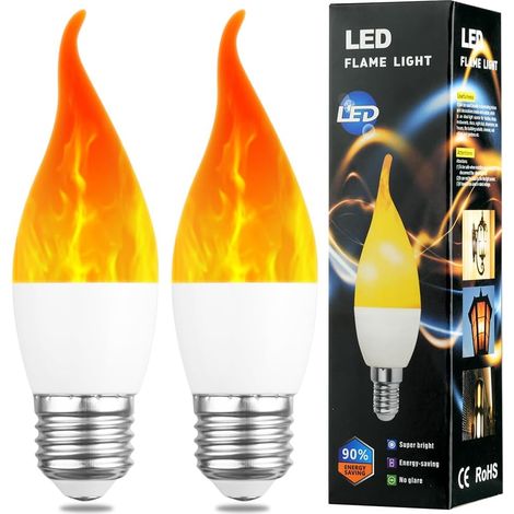 2 Pcs Ampoule à Flamme LED, 2W E27 Ampoule à Effet de Flamme (1/5)