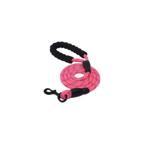 Correa para perros de 2 m (rosa), fabricada en cuerda con un asa acolchada suave y resistente. - Crezuo
