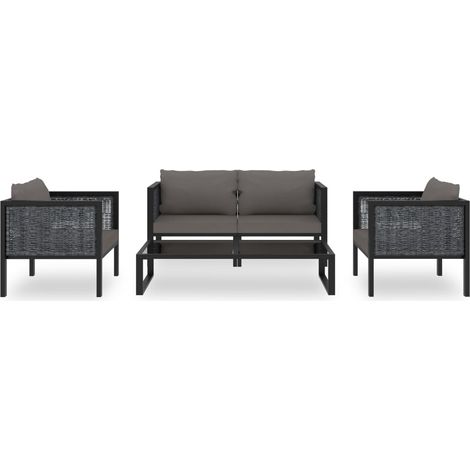 Maison Exclusive - Salon de jardin 5 pcs avec coussins résine tressée anthracite (1/5)