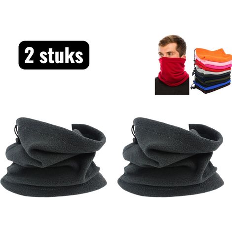 Lot de 2 masques de protection du visage pour hiver avec polaire respirante et cache nez ajustable par cordon pour cyclisme ski et activités extérieures modèle unisexe couleur gris foncé (1/5)