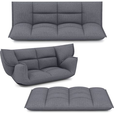 COSTWAY Floor Sofa Chair Convertible Lazy Couch w/Adjustable Backrest (1/5)