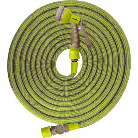 Sets Tuyaux Jardibric Etirables Rétractables Usage Intensif 10 à 30m avec Raccord et Pistolet 7 Jets