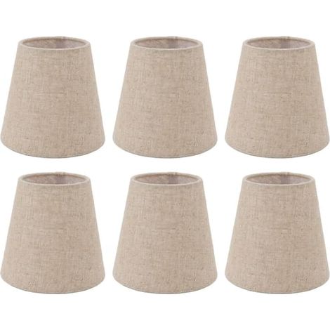 Lot de 6 petits abat-jour à pince en lin pour lampes à bougies, accessoires d'éclairage (1/5)