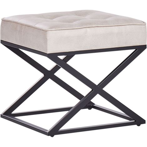 Footstool MURDO Faux Leather Beige (1/5)