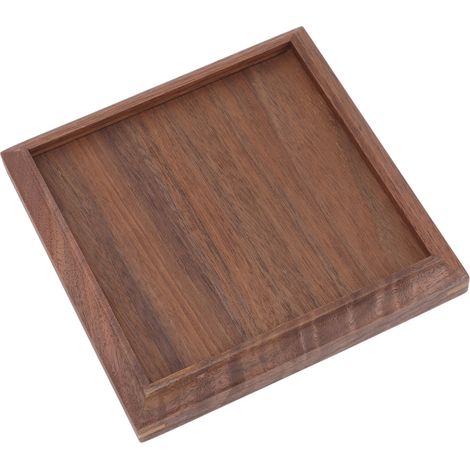 Plateau en noyer noir, petit carré, élégant et minimaliste. Idéal pour servir thé, fruits, fromage, vin ou repas. (1/5)