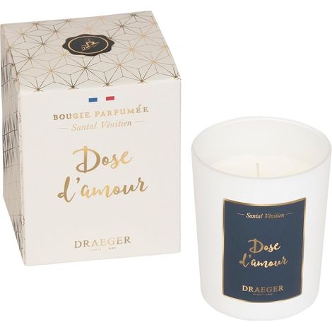 Bougie blanche parfumée Santal Vénitien "Dose d'amour" Idée Cadeau pour Amis, Couple, Amoureux, Collègue, Famille, Sœur Pot en verre Made in France 100% Cire Végétale (1/5)
