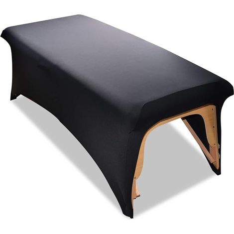 Massage Table Cover for the Face, Soft, Elastic, Washable Reusable Massage Table Cover for Spa, Massage Table, Massage Bed (6FT/183 x 76 x 74 cm, Black) (1/5)