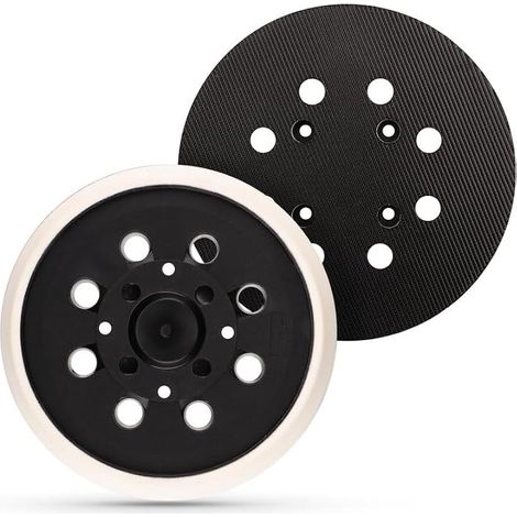 Lot de 2 disques Plateau de ponçage professionnel de 125 mm avec crochet et boucle, 8 trous, compatible avec ponceuse excentrique Bosch PEX 300 AE et PEX 400 AE (1/5)
