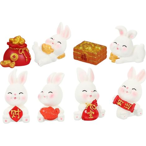 16pièces Figurines De Lapin Résine Décorations De Bureau De Porte- avec Panier De Fruits Décoration Miniature pour Fête Et Maison (1/5)