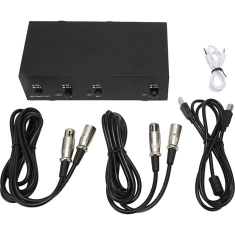 Alimentation Fantôme 48V Professionnelle Boîtier Métallique avec Câble XLR pour Matériel d'Enregistrement Musical (1/5)