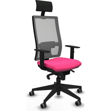 Horna sincro malla gris similpiel rosa brazos 1D base piramidal cabecero fijo ruedas 65mm engomadas (1/5)