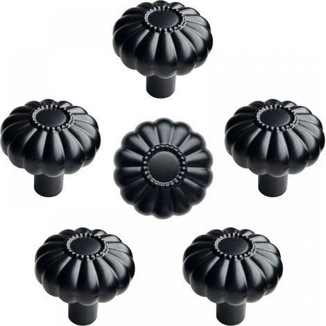 Black Furniture Knobs 6 Pieces Drawer Knobs Black Kitchen Handle,Gold Brass Drawer Knobs Furniture Handle for Cabinet Door (Pumpkin — Black) (1/5)