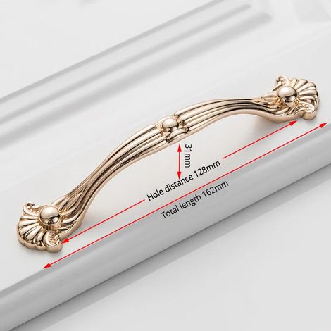 Ensemble de 2 pièces : poignées de porte couleur or champagne, poignées de meuble en alliage de zinc, boutons de tiroir, quincaillerie de style européen
