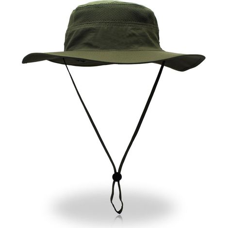 Chapeau de soleil pliable type bob, coloris vert militaire, protection solaire