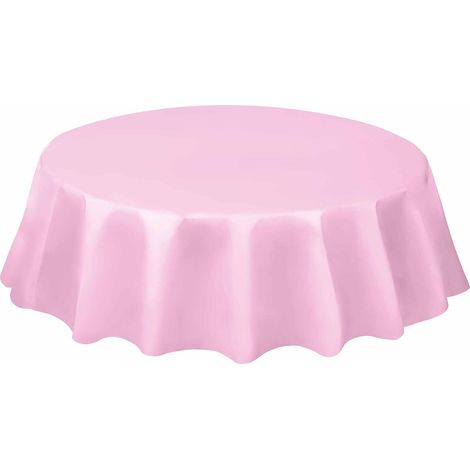 Nappe ronde en plastique rose clair 213 cm (1/2)