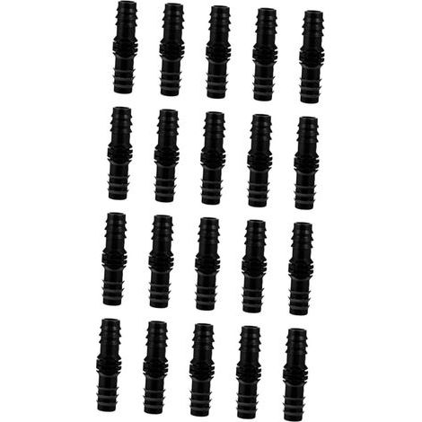 Lot de 20 raccords droits à barbes 16 mm pour tuyau d'irrigation goutte à goutte, connecteurs noirs pour jardin et cultures agricoles (1/4)