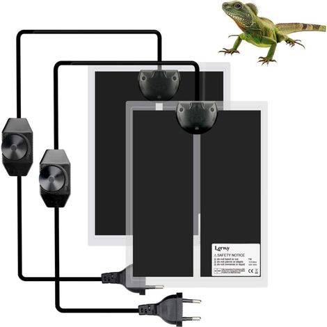Tapis Chauffant pour Terrarium 2 pièces Tapis Chauffant pour Aquarium Vivarium Imperméable Contrôleur de Température pour Reptiles Lézards Geckos Serpents Tortues Araignées (2 pièces-7W) (1/5)