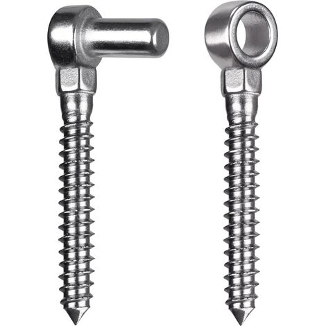 Charnière de Portail M12, 1 Set Quincaillerie à œillet et Goupille Crochet à Vis de Ferme Robuste en Métal pour Clôture en Bois/Portail de Jardin/Portail de Champ/Allée, 11cm (1/5)
